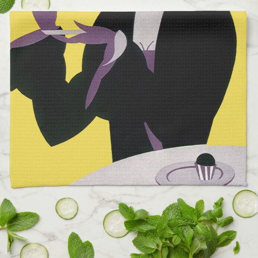 ヴィンテージエレガント女性アフタヌーンティーパーティー キッチンタオル (折り畳み)