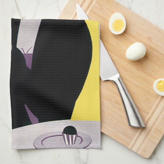 ヴィンテージエレガント女性アフタヌーンティーパーティー キッチンタオル (四つ折り)