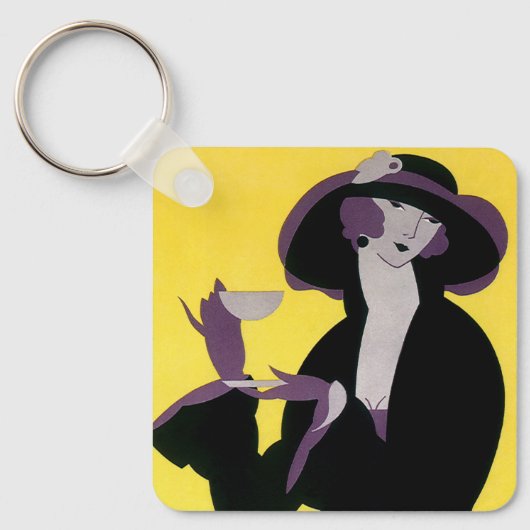 ヴィンテージエレガント女性アフタヌーンティーパーティー キーホルダー (正面)