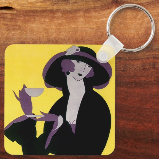 ヴィンテージエレガント女性アフタヌーンティーパーティー キーホルダー (裏面)