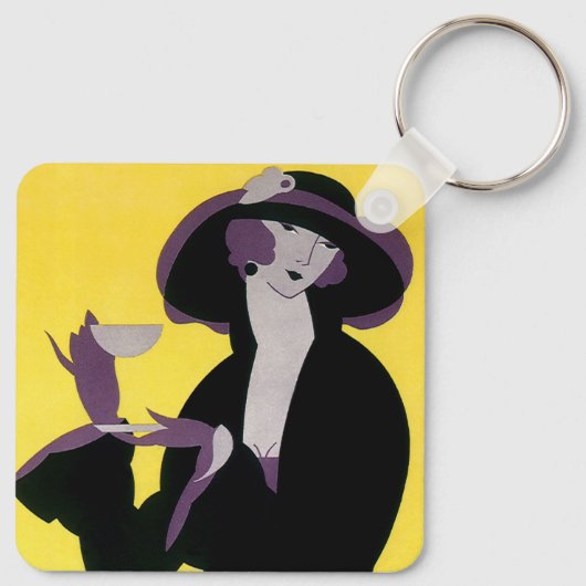 ヴィンテージエレガント女性アフタヌーンティーパーティー キーホルダー (裏面)