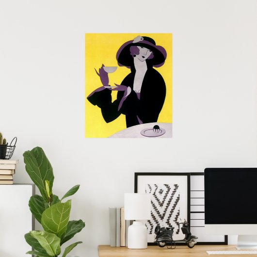 ヴィンテージエレガント女性アフタヌーンティーパーティー ポスター (ホームオフィス)