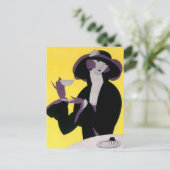 ヴィンテージエレガント女性アフタヌーンティーパーティー ポストカード (スタンド正面)