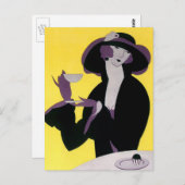 ヴィンテージエレガント女性アフタヌーンティーパーティー ポストカード (正面/裏面)