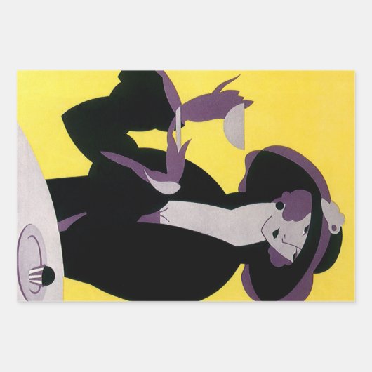 ヴィンテージエレガント女性アフタヌーンティーパーティー ラッピングペーパーシート (正面)