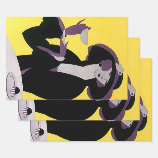 ヴィンテージエレガント女性アフタヌーンティーパーティー ラッピングペーパーシート (セット)