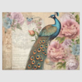 ヴィンテージエレガント孔雀および赤面バラ 薄葉紙 (正面)