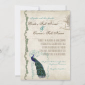 ヴィンテージエレガント孔雀の尾羽スクリプト 招待状 (裏面)