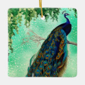 ヴィンテージエレガント孔雀作品 セラミックオーナメント (正面)