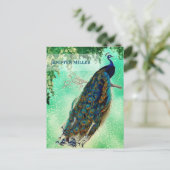 ヴィンテージエレガント孔雀作品 ポストカード (スタンド正面)