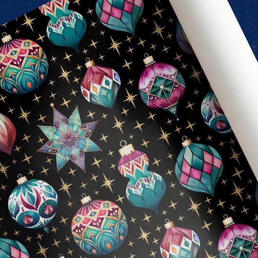 ヴィンテージエレガント宝石クリスマスオーナメント ラッピングペーパー