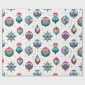 ヴィンテージエレガント宝石クリスマスオーナメント ラッピングペーパー (フラット)