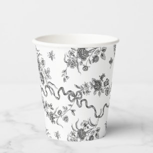 ヴィンテージエレガント彫り黒いバラとリボン 紙コップ