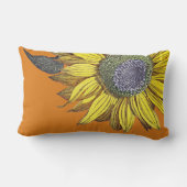 ヴィンテージエレガント感謝ひまわりオレンジ無地の色 ランバークッション (裏面)