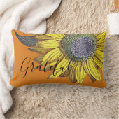 ヴィンテージエレガント感謝ひまわりオレンジ無地の色 ランバークッション (ブランケット)