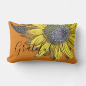 ヴィンテージエレガント感謝ひまわりオレンジ無地の色 ランバークッション (正面)