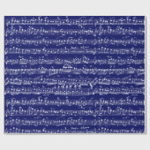 ヴィンテージエレガント手書きシート音楽ノート海軍 ラッピングペーパー (フラット)