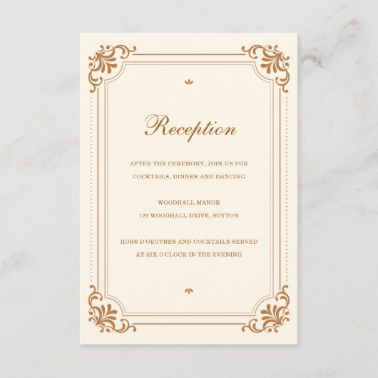 ヴィンテージエレガント披露宴銅アイボリー結婚ズ エンクロージャーカード (正面)