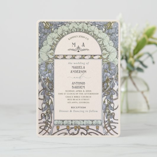 ヴィンテージエレガント新しい水彩結婚式の花 招待状 (スタンド正面)