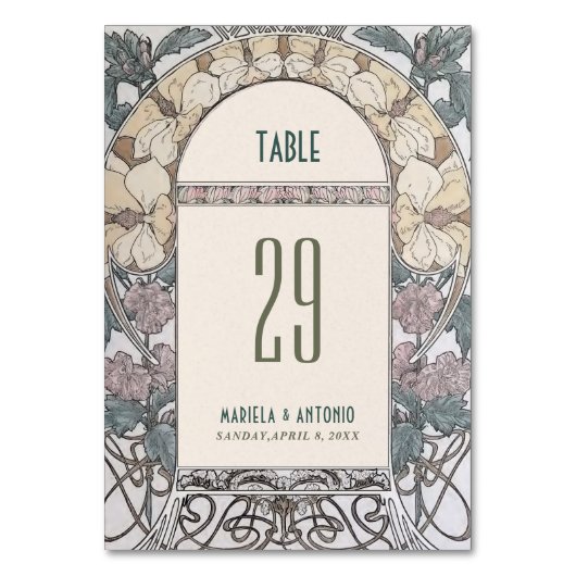 ヴィンテージエレガント新しい水彩結婚式テーブルカード テーブルナンバー (正面)