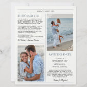 ヴィンテージエレガント新聞の結婚式の日付を保存 (裏面)