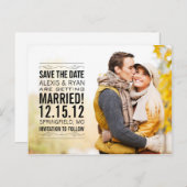 ヴィンテージエレガント日付のポストカ結婚ードを保存 案内ポストカード (正面/裏面)