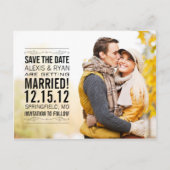 ヴィンテージエレガント日付のポストカ結婚ードを保存 案内ポストカード (正面)