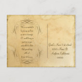 ヴィンテージエレガント書道結婚式の日付を保存 案内ポストカード (裏面)
