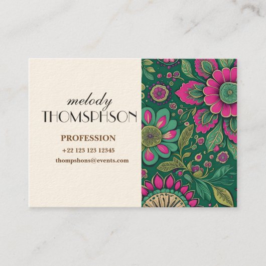 ヴィンテージエレガント曼荼羅の花 名刺 (正面)