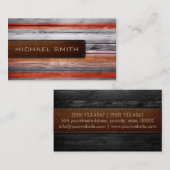 ヴィンテージエレガント木革ルック#14 名刺 (正面/裏面)