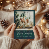 ヴィンテージエレガント格子写真クリスマス シーズンカード