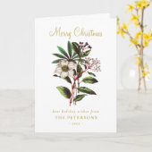 ヴィンテージエレガント植物性クリスマスバラ花 カード (黄色い花)