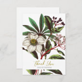 ヴィンテージエレガント植物性クリスマスバラ花 サンキューカード (正面/裏面)