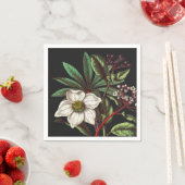 ヴィンテージエレガント植物性クリスマスバラ花 スタンダードカクテルナプキン (インサイチュ)