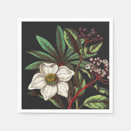 ヴィンテージエレガント植物性クリスマスバラ花 スタンダードカクテルナプキン