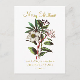 ヴィンテージエレガント植物性クリスマスバラ花 ポストカード