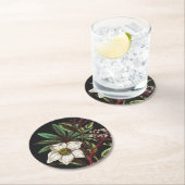 ヴィンテージエレガント植物性クリスマスバラ花 ラウンドペーパーコースター (インサイチュ)