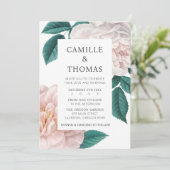 ヴィンテージエレガント植物性ピンク牡丹フローラ 招待状 (スタンド正面)