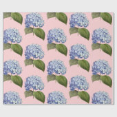 ヴィンテージエレガント植物性ブルーアジサイ花 ラッピングペーパー (フラット)