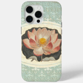 ヴィンテージエレガント植物性プリントの蓮 iPhone 15 PRO MAXケース