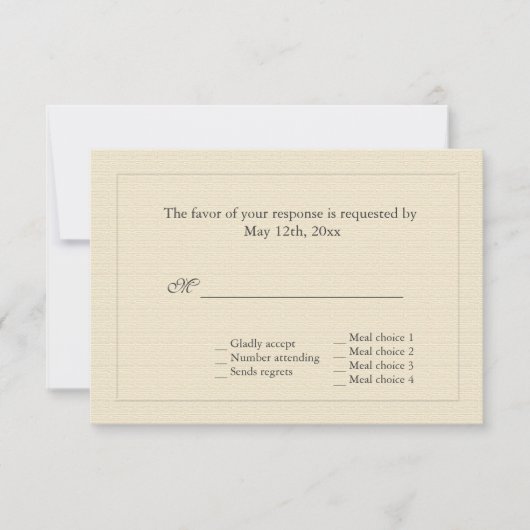 ヴィンテージエレガント植物性ホワイトリリ結婚ーRSVP 出欠カード (正面)