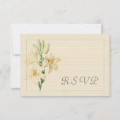 ヴィンテージエレガント植物性ホワイトリリ結婚ーRSVP 出欠カード (裏面)