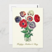 ヴィンテージエレガント植物性ポピー・アネモン ポストカード (正面/裏面)