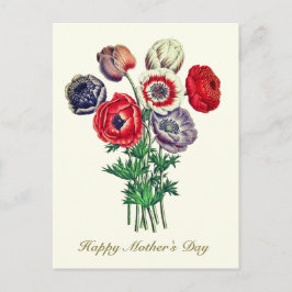 ヴィンテージエレガント植物性ポピー・アネモン ポストカード