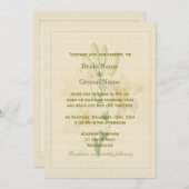 ヴィンテージエレガント植物百合花結婚類 招待状 (正面/裏面)