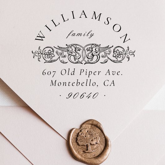 ヴィンテージエレガント植物群差出人住所 セルフインキングスタンプ