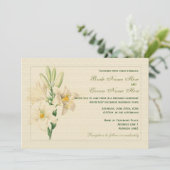 ヴィンテージエレガント植物芸術ホワイトリリ結婚ス 招待状 (スタンド正面)