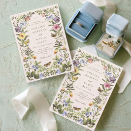 ヴィンテージエレガント植物野結婚花 招待状
