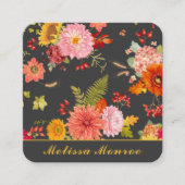 ヴィンテージエレガント植物野草カラフル スクエア名刺 (正面)