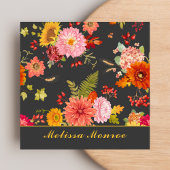 ヴィンテージエレガント植物野草カラフル スクエア名刺